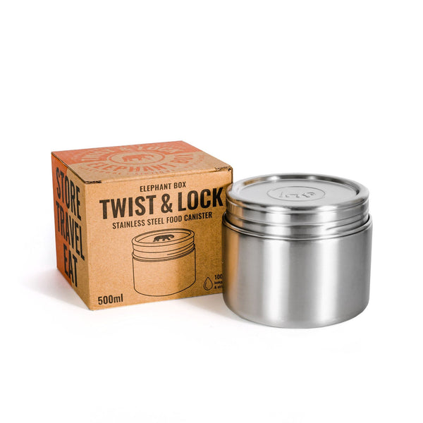 Elephant Box Stainless Steel Large Round Twist + Lock Canister