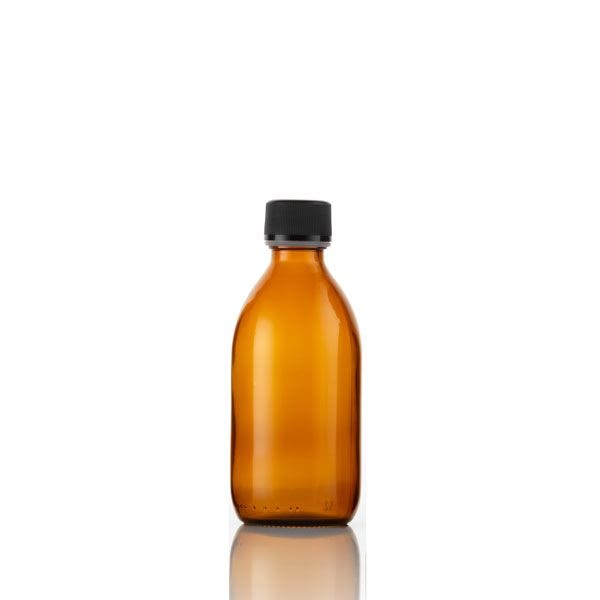 Amber Glass Bottle with Cap Top (250ml)