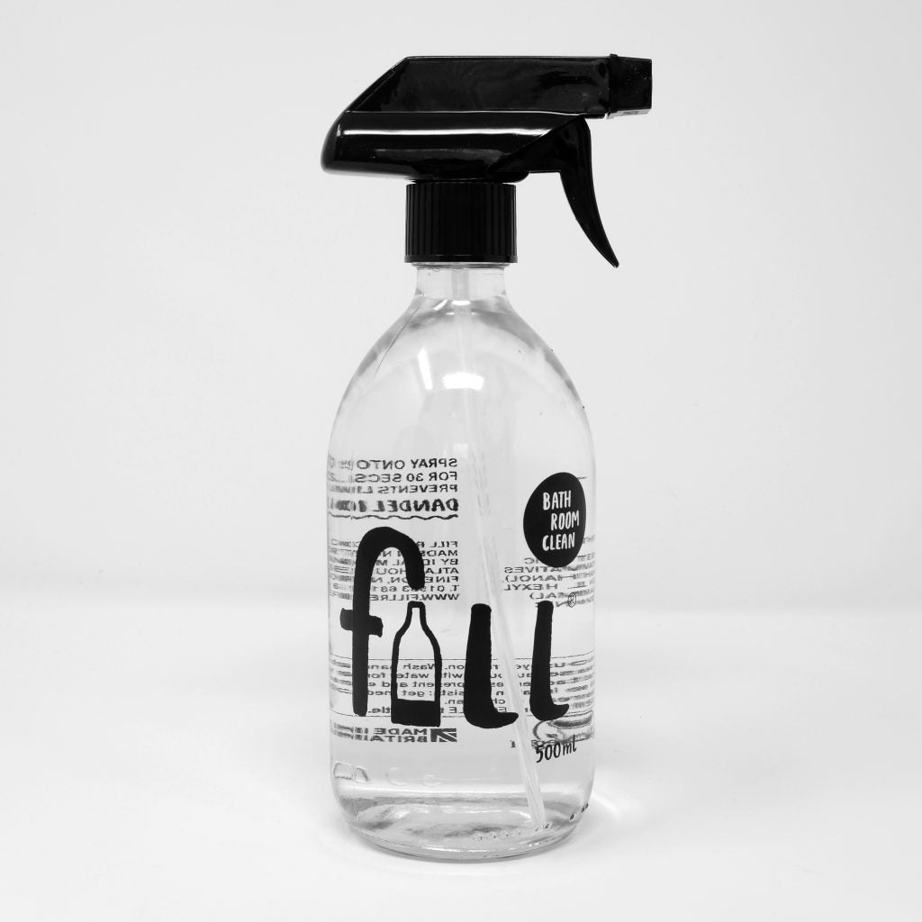 Clear Glass Bottle with Trigger Spray Top - Bathroom Cleaner (500ml)